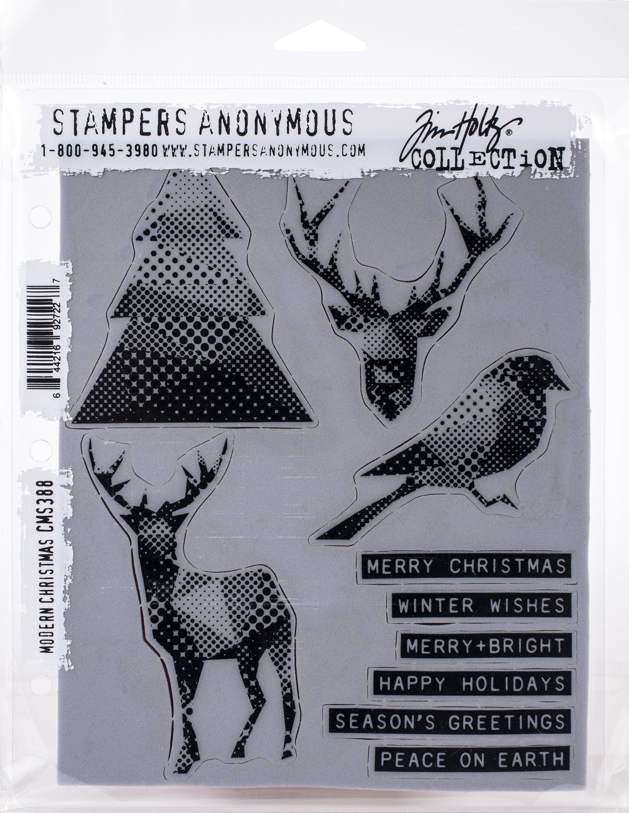 Stampers Anonymous Tim Holtz Cling Stamps 7"X8.5" - Modern Christmas