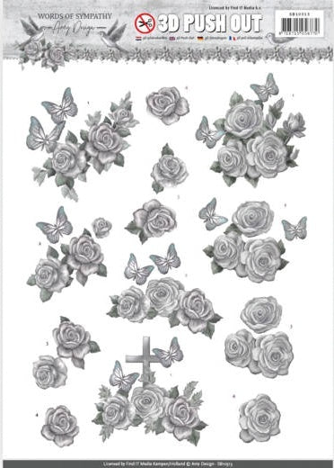 Find It Trading Amy Design Punchout Sheet - Roses, Words Of Sympathy