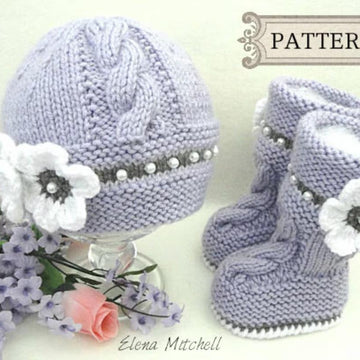 Knitted Baby Hat and Knitted Baby Booties