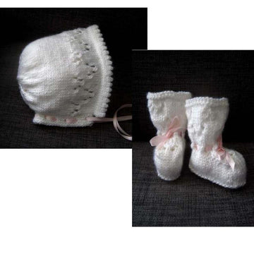 Baby Butterfly Bonnet & Booties Set (DK)