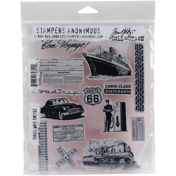 Stampers Anonymous Tim Holtz Cling Stamps 7"X8.5" - Travel Ways