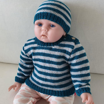 Jupiter - Babies 4ply shoulder buttoning jumper and beanie