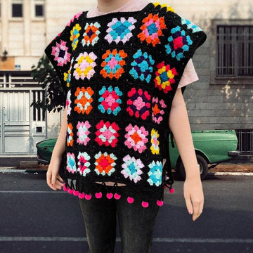 Pompom Crochet Poncho