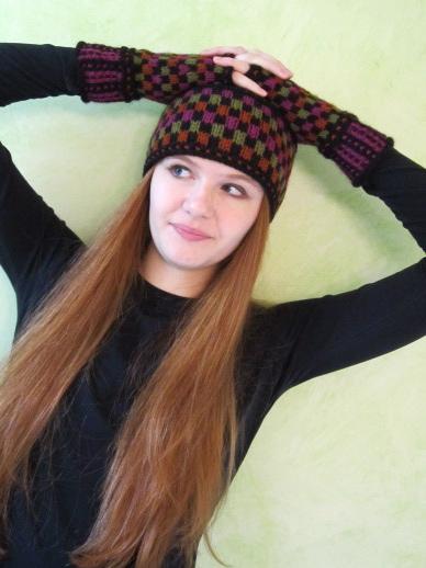 Tiles Fingerless Gloves and Headband