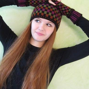 Tiles Fingerless Gloves and Headband