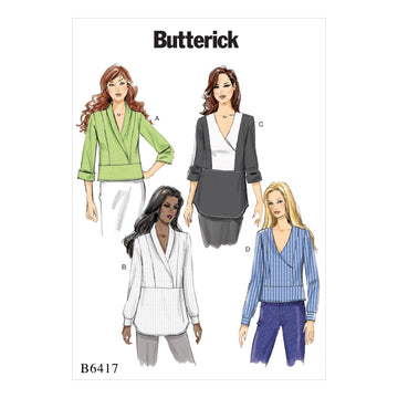 Butterick Misses' Surplice, Paneled Tops B6417 - Sewing Pattern