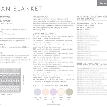 "Johan Baby Blanket" - Free Afghan Knitting Pattern in MillaMia Naturally Soft Merino