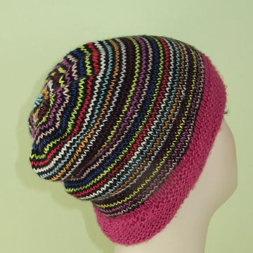Himalaya Stripe Beanie Hat Circular knitting pattern