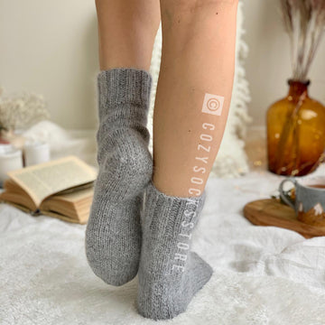 Cable fuzzy socks