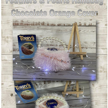 Feathers & Pearls Handbag Chocolate Orange Cover Knitting Pattern