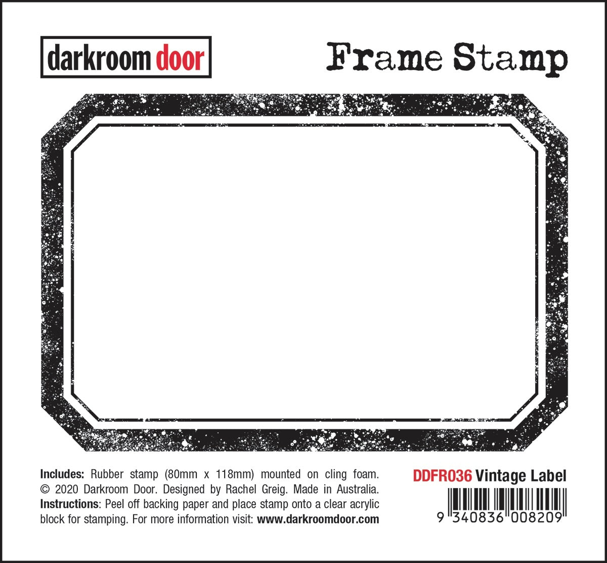 Darkroom Door Frame Cling Stamp 4.6"X3" - Vintage Label