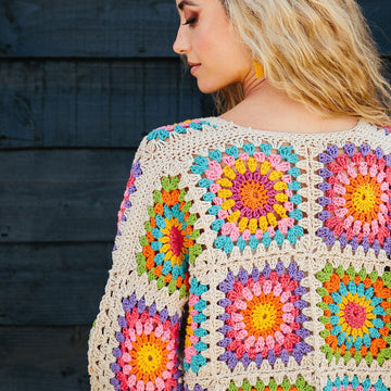 Mandala Cropped Granny Square Cardigan