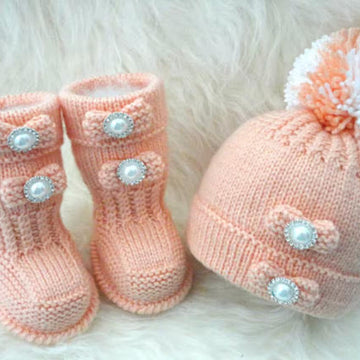 Knitting PATTERN Cute Baby Set Baby Shoes and Hat