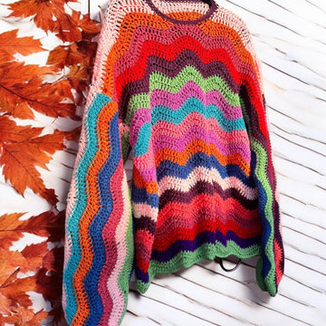 Wavy Oversized Crochet Jumper