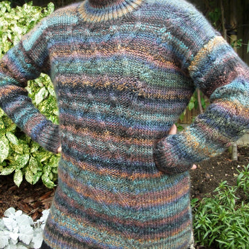Unisex Trellis and Cable Sweater with Polo Neck