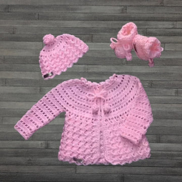 Luna Cardigan Hat and Booties Set