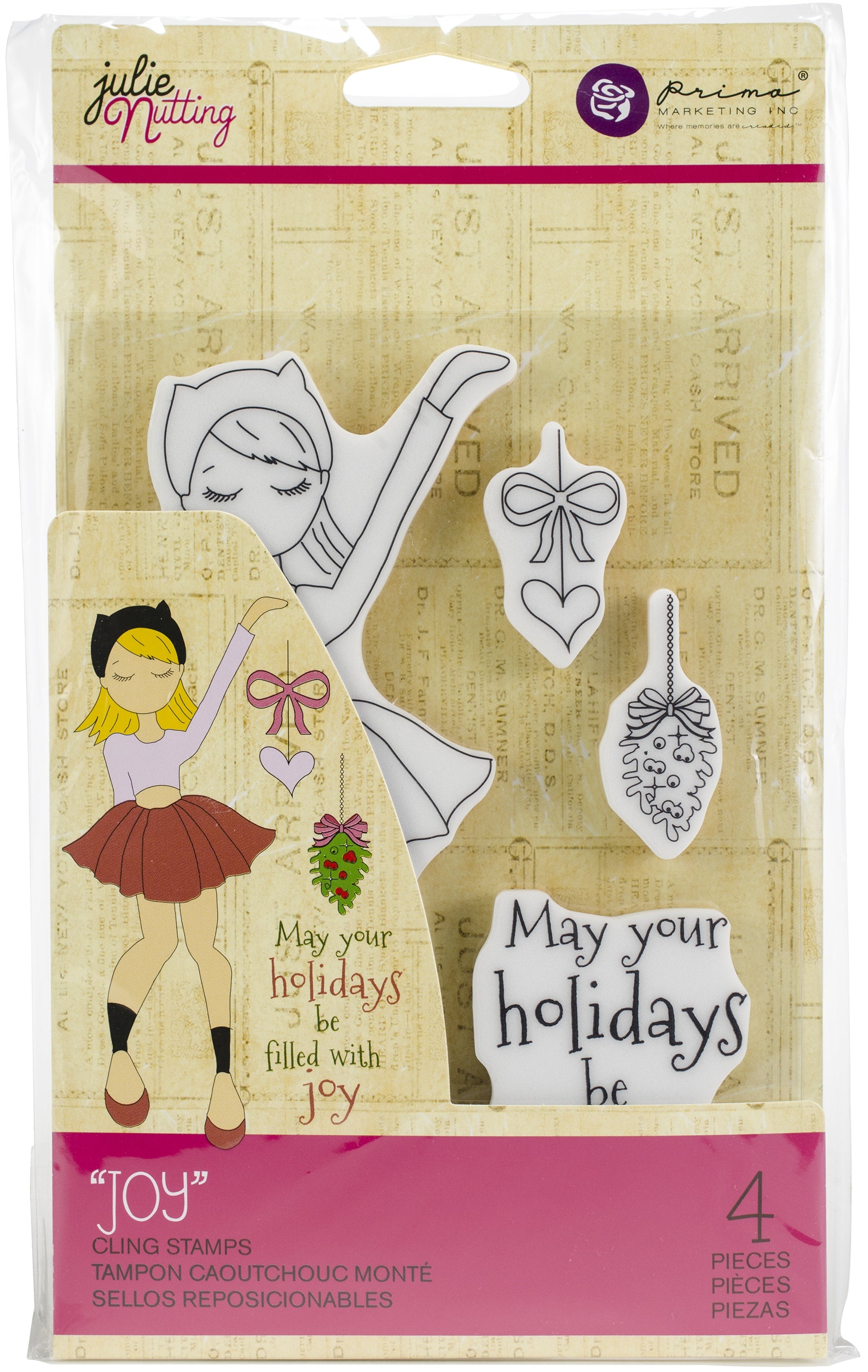Prima Marketing Julie Nutting Mixed Media Cling Rubber Stamp - Joy