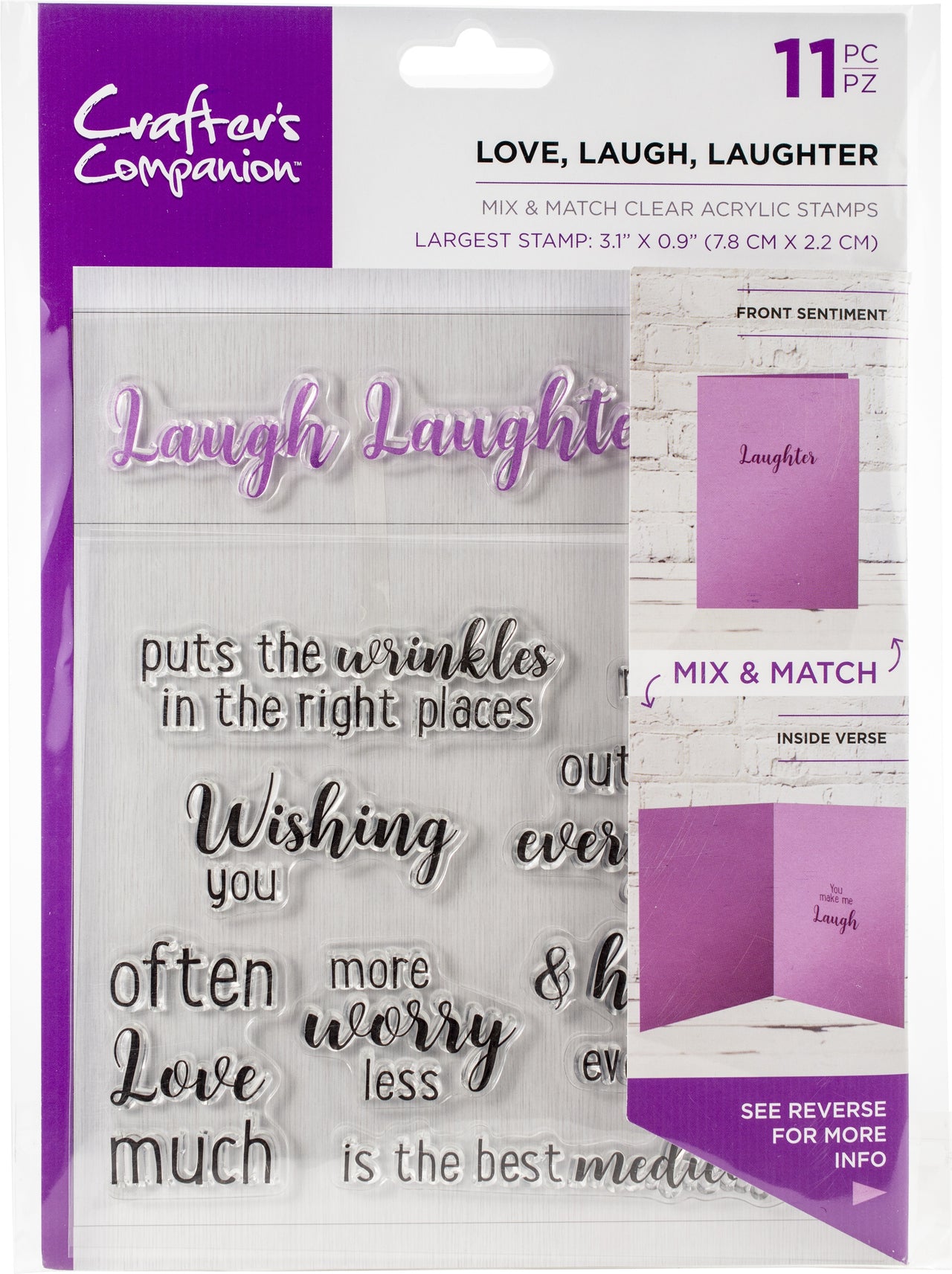 Crafter's Companion Mix & Match Clear Stamps - Love Laugh Laughter