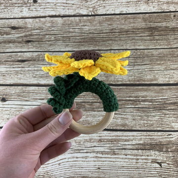 Sunflower Rattle Teething Ring