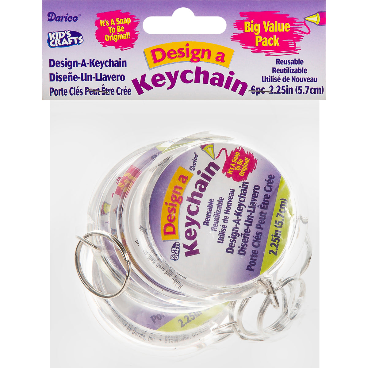 Darice Design-A-Keychain 2.75" 6/Pkg - Clear