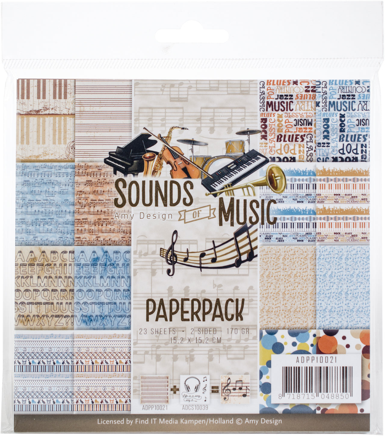 Find It Trading Amy Design Paper Pack 6"X6" 23/Pkg - Sounds Of Music, Double-Sided