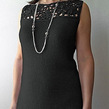 Vivian - floral lace-top shell (crochet+knit)