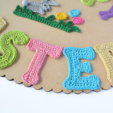 Easter Applique. Wall Plaque. Crochet Letters. Bunny Embellishment. Easter Pattern.
