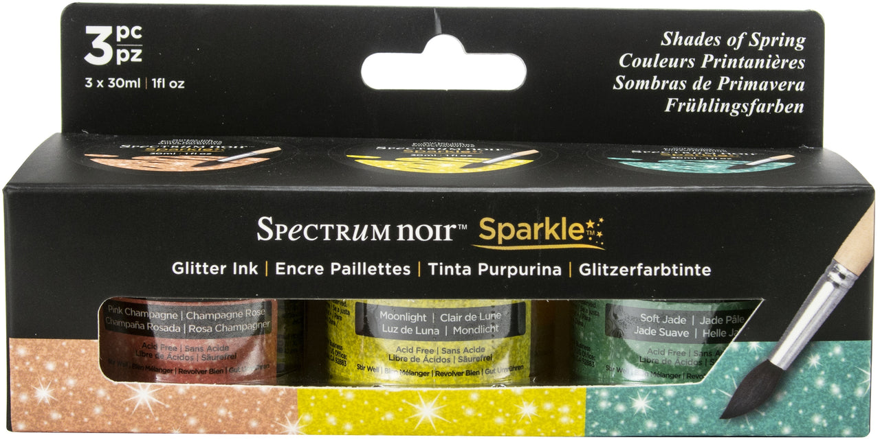 Crafter's Companion Spectrum Noir Sparkle Glitter Inks 1oz 3/Pkg - Shades Of Spring