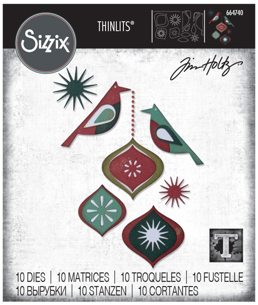 Sizzix Thinlits Dies By Tim Holtz 10/Pkg - Ornamental Birds