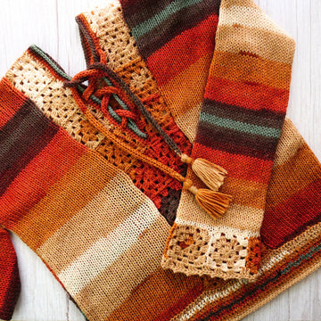 Knitted sweater with granny squares