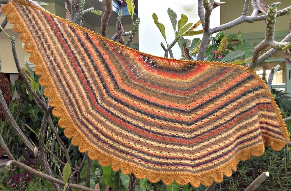 Leaf-Edged Half Circle Eyelet Shawl