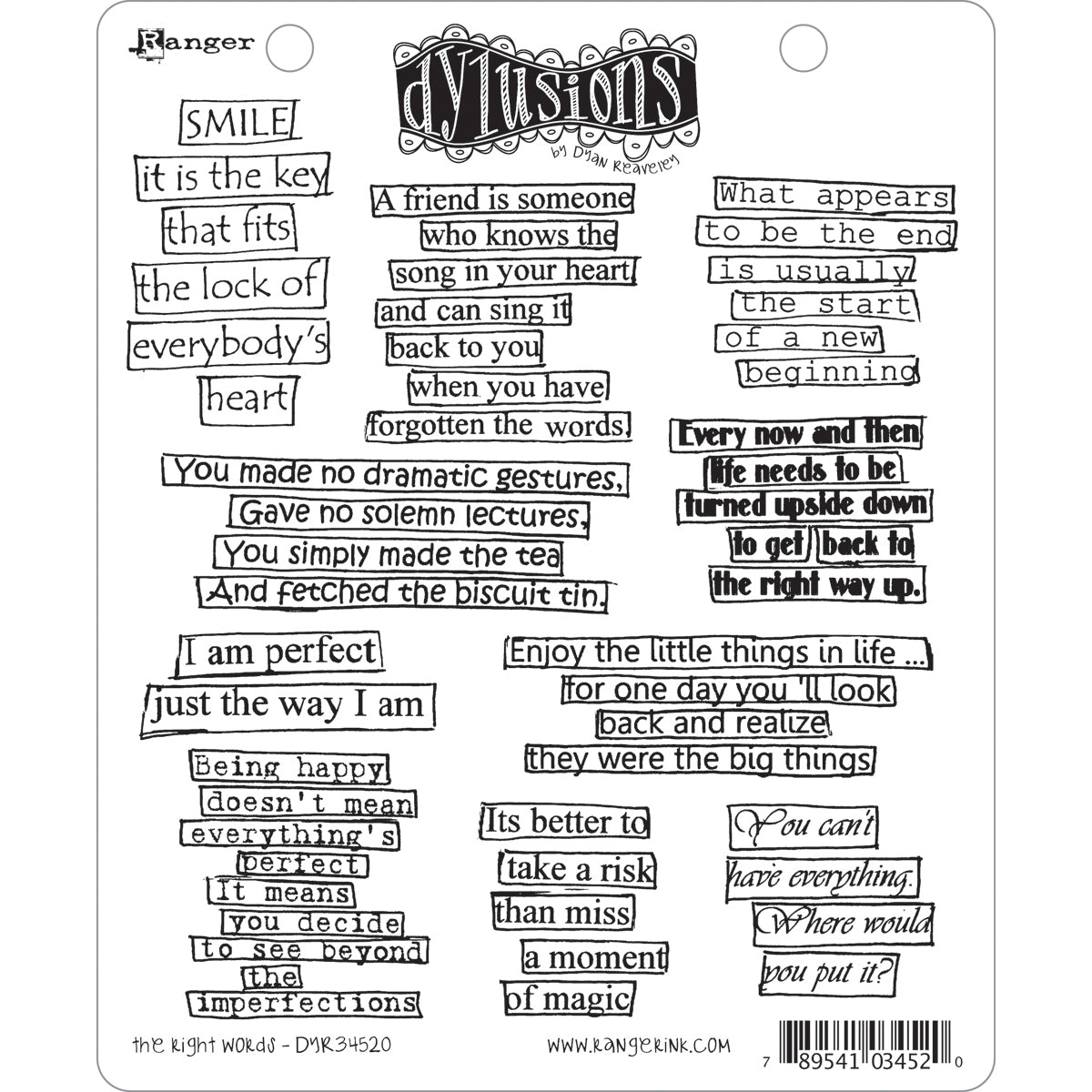 Ranger Dyan Reaveley's Dylusions Cling Stamp Collections 8.5"X7" - The Right Words