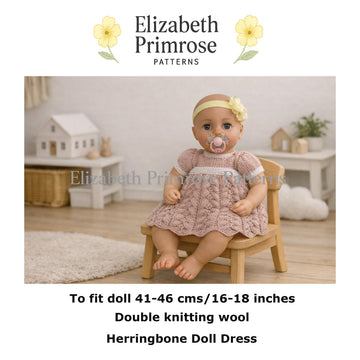 Herringbone Doll Dress Knitting Pattern P33
