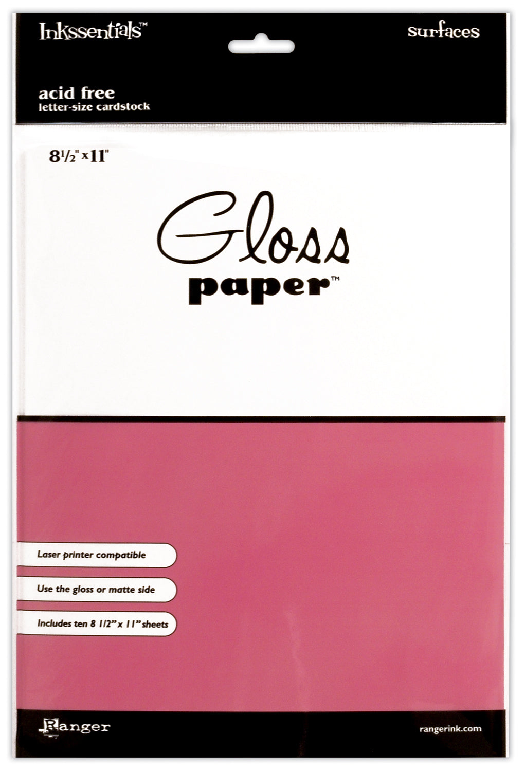 Ranger Inkssentials Gloss Paper 8.5"X11" 10/Pkg - White