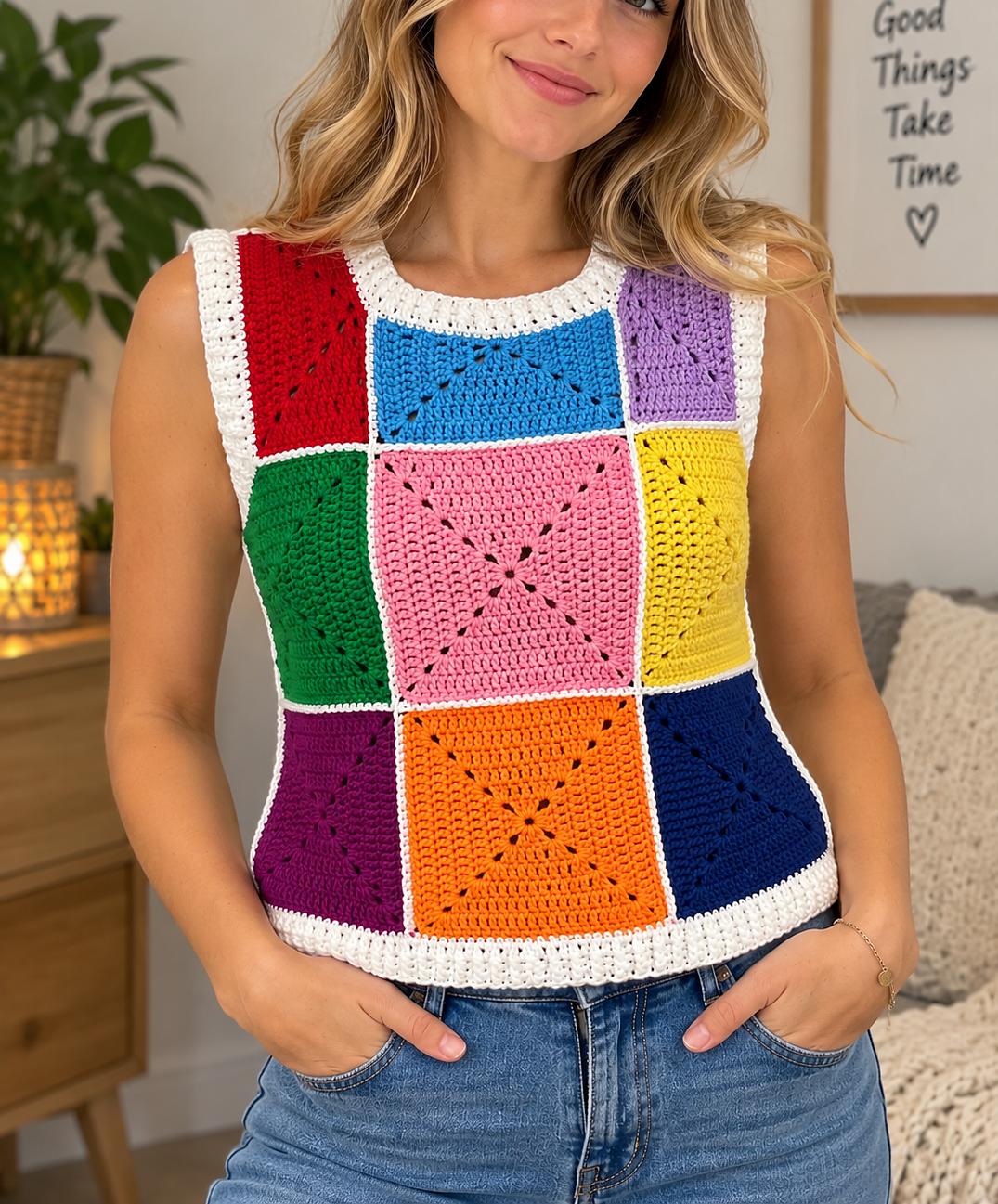 Granny Square Vest Crochet Pattern