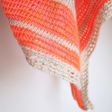 Tunisian Crochet Peaches Triangle Shawl