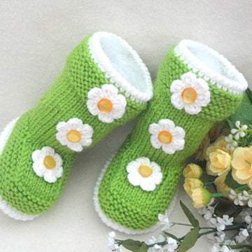 Knitted Baby Girl Booties Aurora Pattern by Elena Mitchell