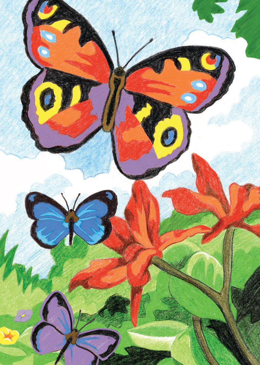 Royal Brush Mini Color Pencil By Number Kit 5"X7" - Bright Butterflies