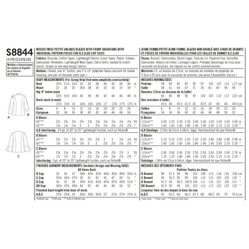 Simplicity S8844 Misses / Miss Petite Unlined Blazer - Sewing Pattern