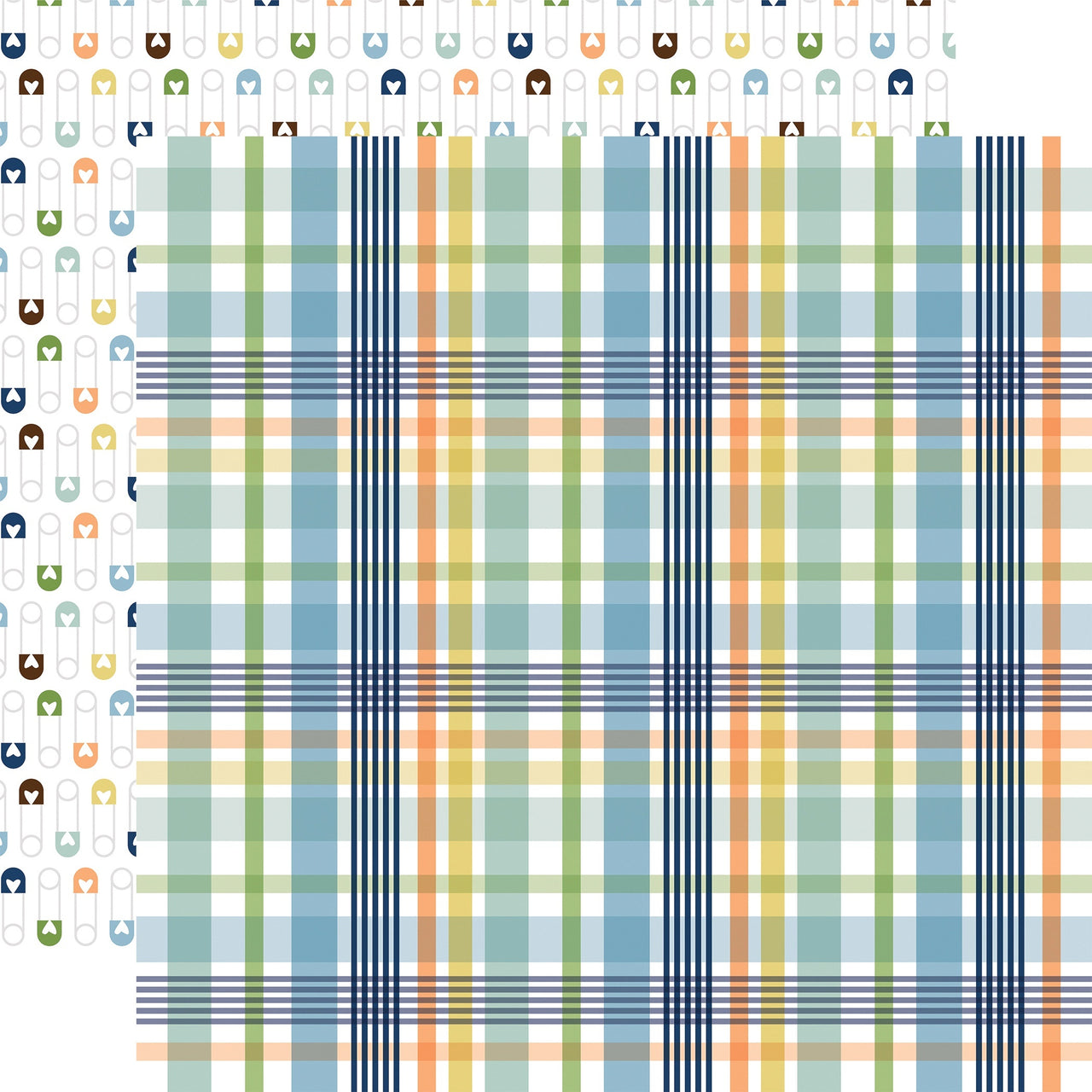 Echo Park Paper Baby Boy Double-Sided Cardstock 12"X12" 25/Pkg - Newborn Plaid