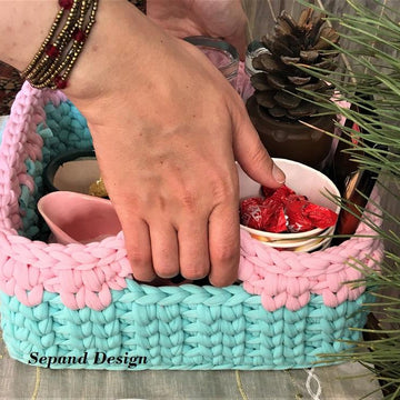 Zpagetti (t-shirt) yarn basket- 2 lines square