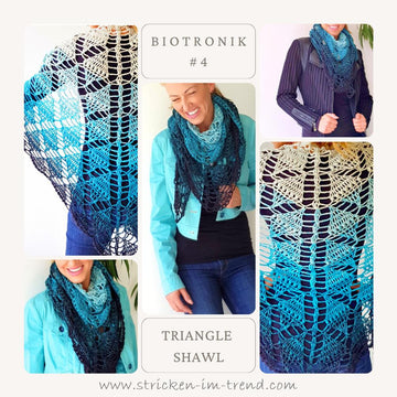 Crochet Pattern Triangle Shawl BioTronik #4 | Textured Crochet Shawl | Modern Wrap PDF