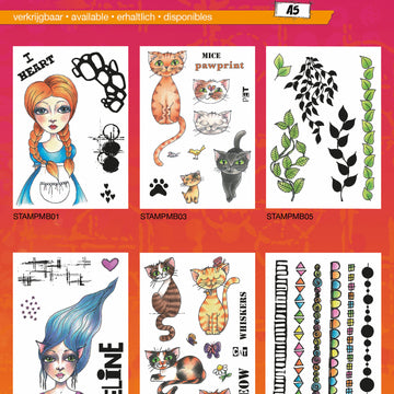 Studio Light Mixed Media Rainbow Designs Stamps - Cats & Girls-Leaves