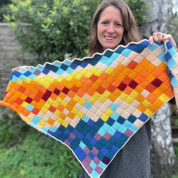 Tunisian Entrelac Temperature Shawl