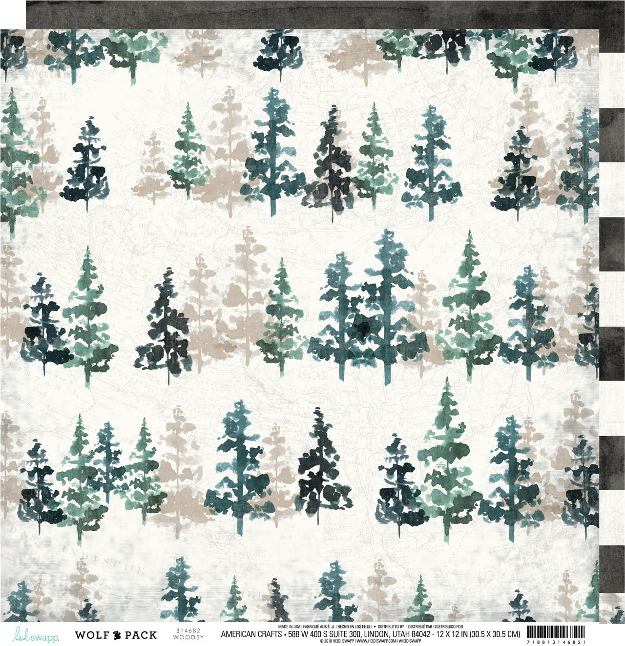 American Crafts Heidi Swapp Wolf Pack Double-Sided Cardstock 12"X12" - Woodsy