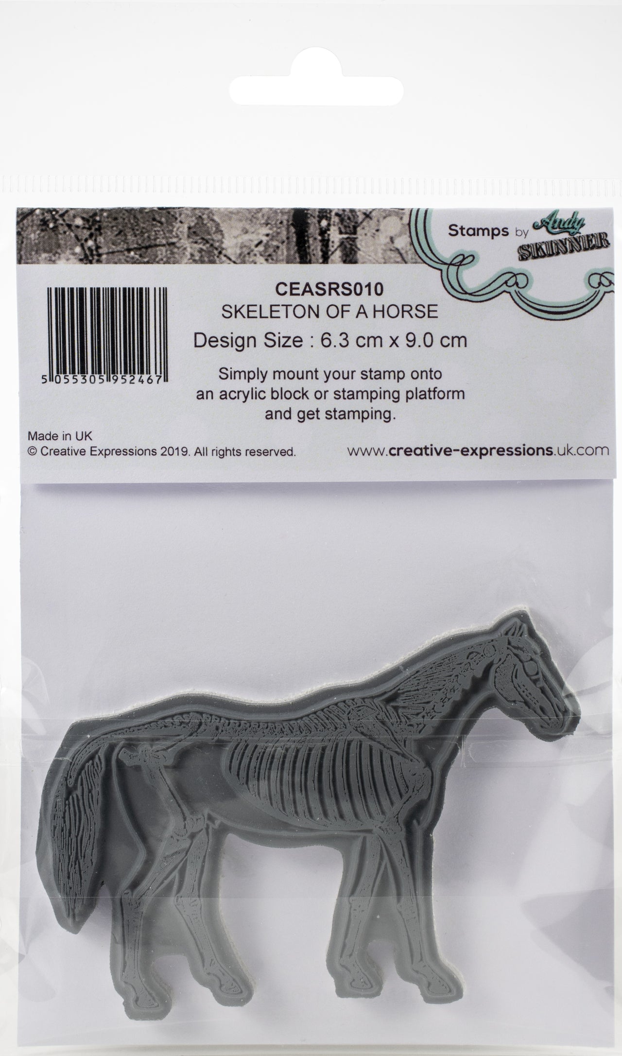 Creative Expressions Rubber Stamp By Andy Skinner - Skeleton Of A Horse