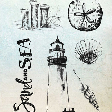 49 And Market Clear Stamps 4"X6" - Sand & Sea Lighthouse