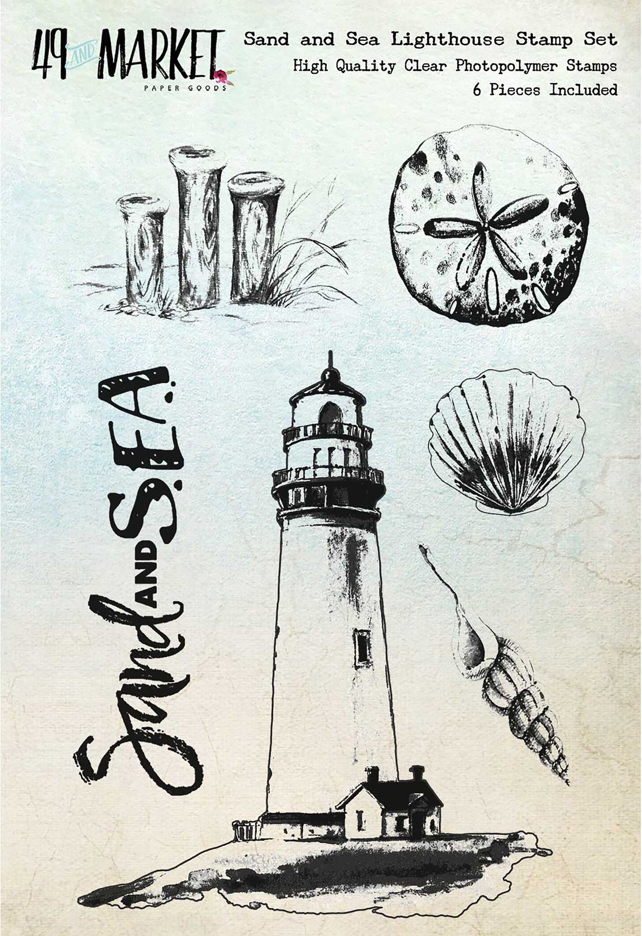 49 And Market Clear Stamps 4"X6" - Sand & Sea Lighthouse