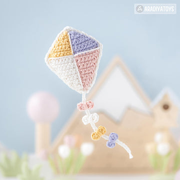 Crochet Pattern for Kawaii Kite from "AradiyaToys Kawaii” collection / Amigurumi Pattern (Amigurumi Tutorial PDF File), Keychain Beginner Handmade DIY Pin Cushion by AradiyaToys (Olka Novytska)