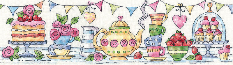 Heritage Afternoon Tea Cross Stitch Kit - 37.5cm x 10cm